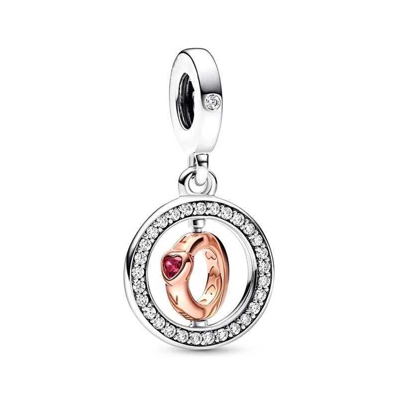 European Sparkling Rose Gold Infinity Heart Lollipop Key Dangle Charm Bead DIY Jewelry Fit Original 925 Sterling Silver BraceletXJ250517