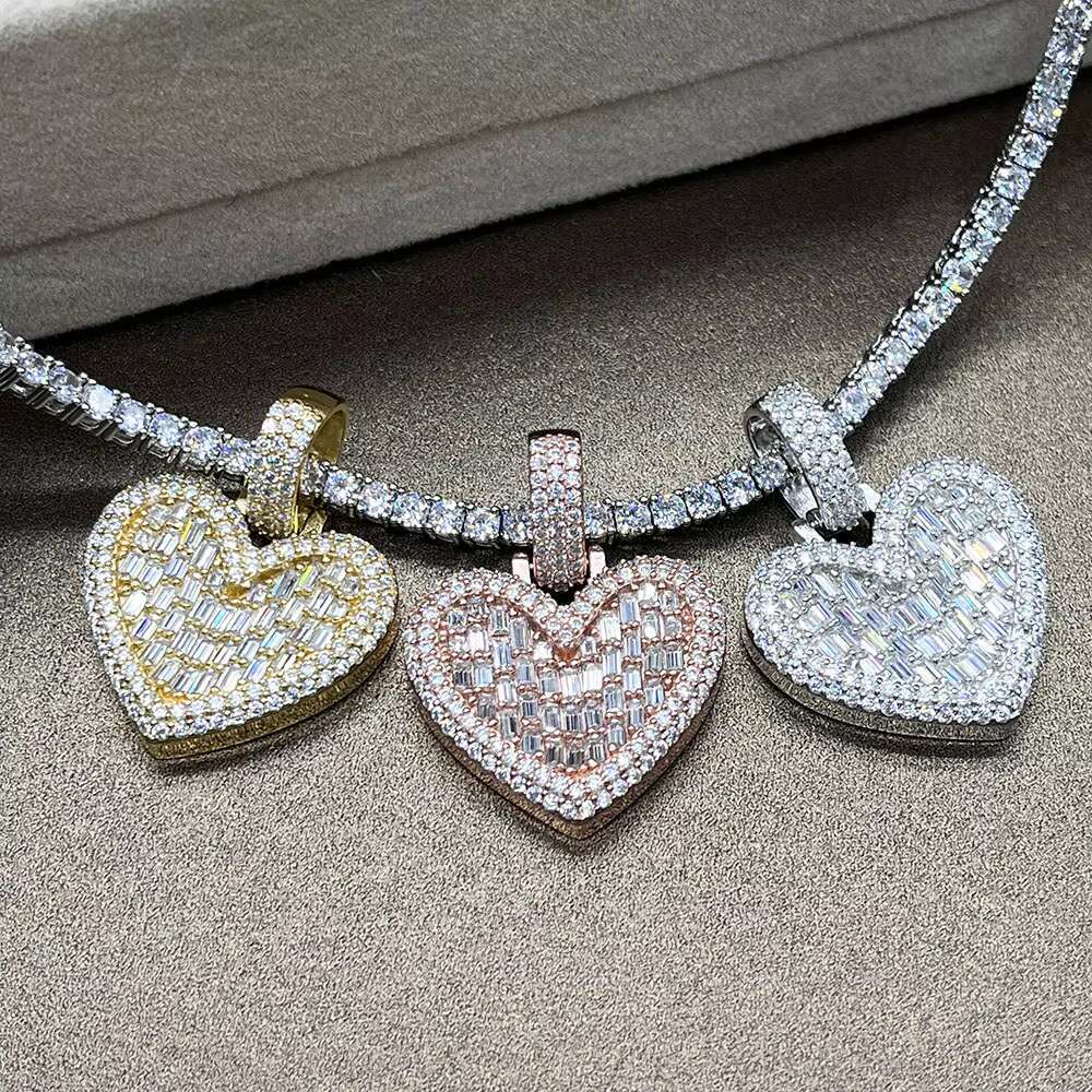 925 Sterling Silver Iced Out Moissanite Jewelry Vvs1 Diamond Moissanite Pendant Necklaces for Men Women