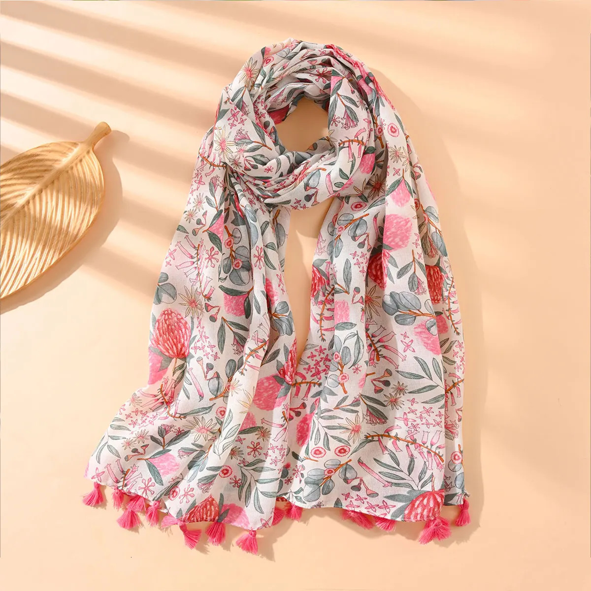 2025 Ladies Hawaiian Style Beach Scarf Shawl Bohemian Floral Line Elements SpringSummer Outing Casual Accessories Latest 250517