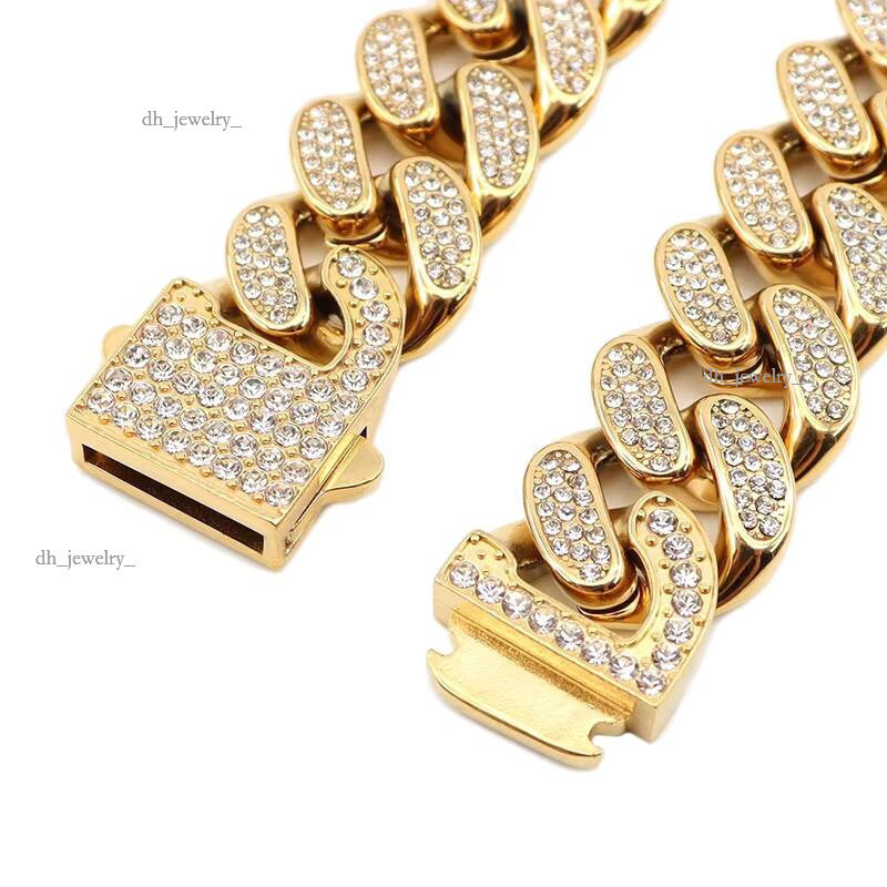 Stainless Steel Design Jewelry 14k Gold Plated Dia Iced Cuban Necklace Chain