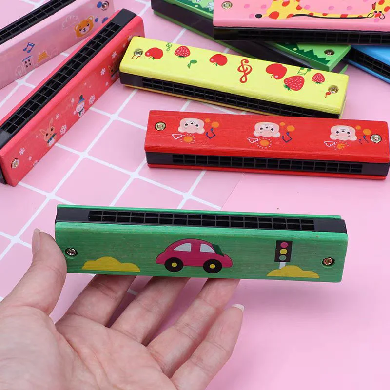 Wooden Harmonica 16 Holes Musical Instruments For Beginners Kids Montessori Early Childhood Education Toys Party Favors