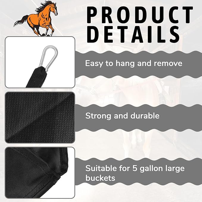 Horse Feed Bag Hanging Bucket Holder Trailer Bag Suitable for 5 Gallon Water Bucket Horse Trailer Accessories 600d Polyester Feeding Supplies