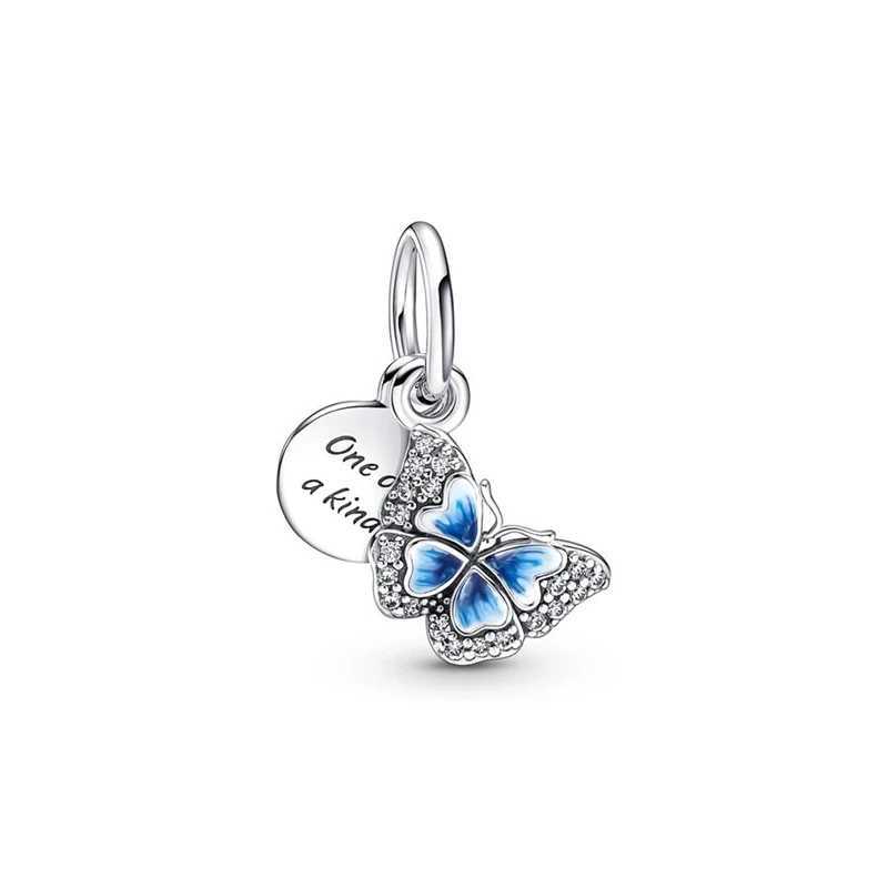 New Fine Blue Series Sparkling Oversized Butterfly Dragonfly Charm Beads Fit Original 925 Silver Bracelet DIY Women Jewelry GiftXJ250517