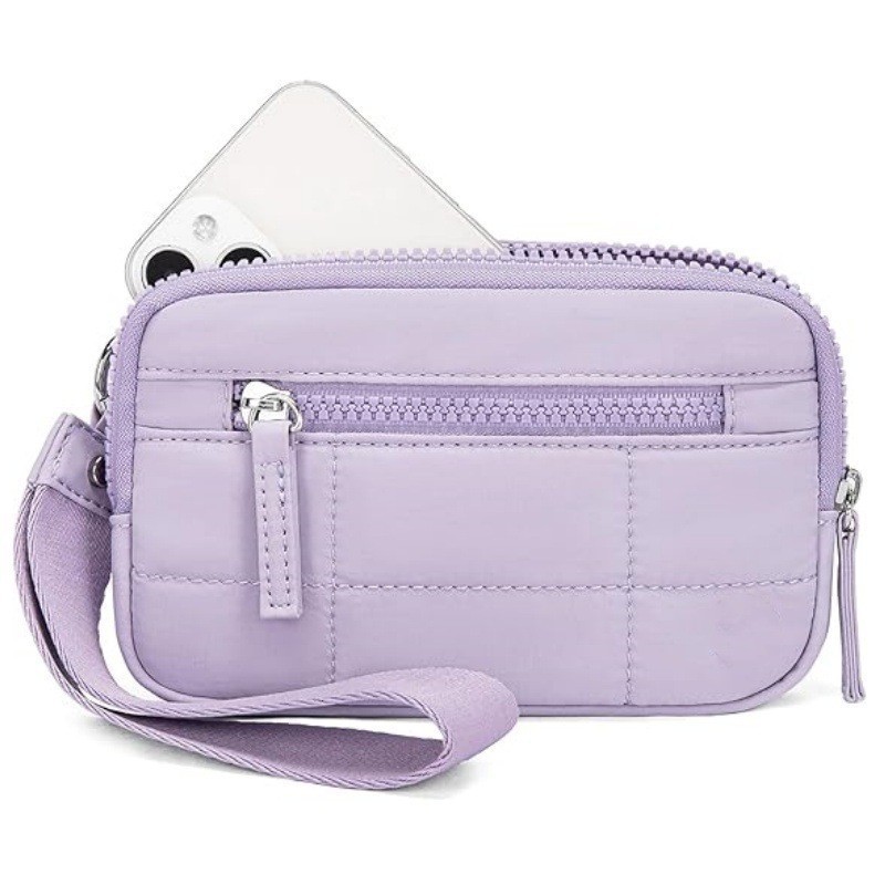 New Arrival Cartoon Cute Korean Style Mini Fashion Women's Wristlet Wallet Nylon Quilted Wallet Phone Pouch