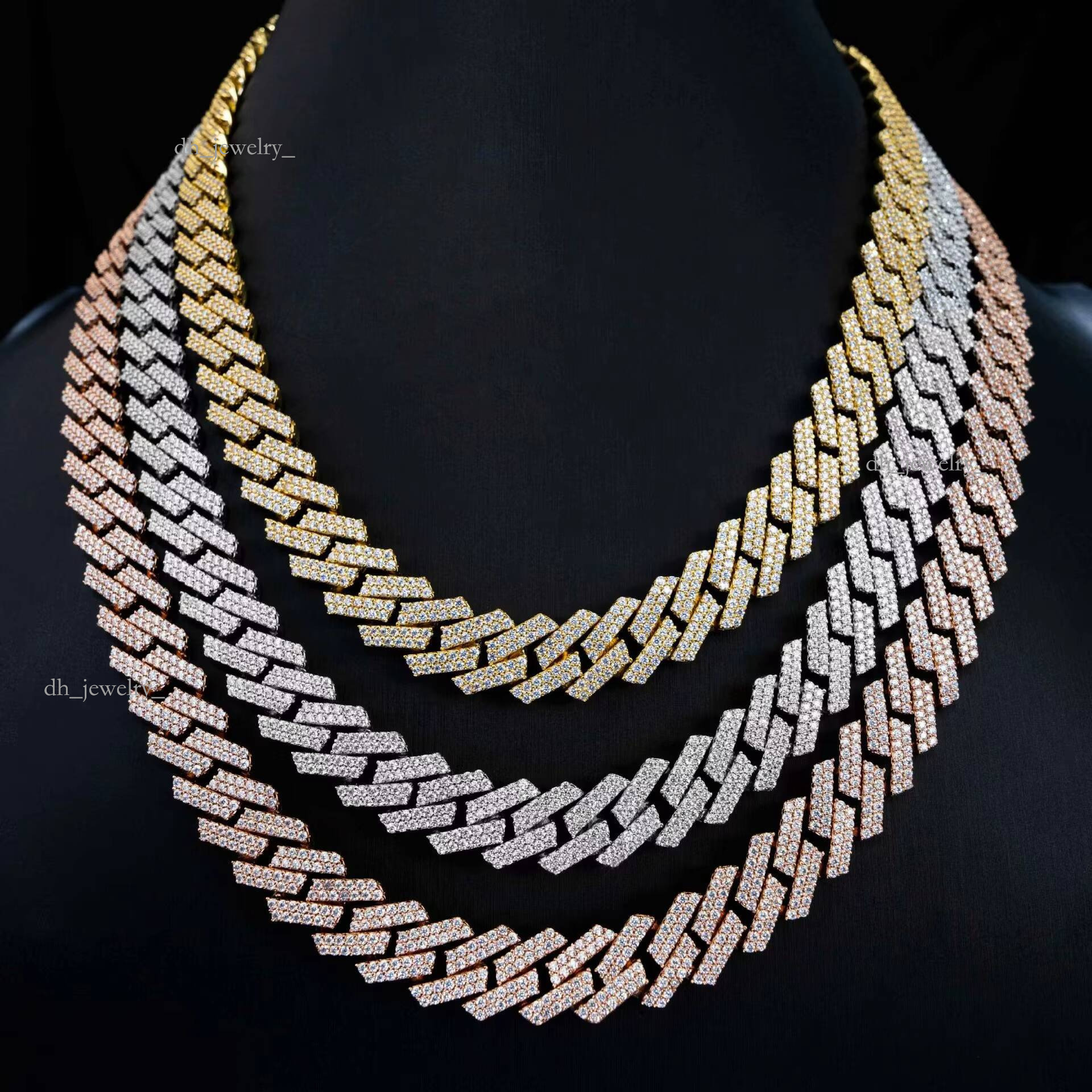 S sterling sier inlaid VVS full hip-hop trendy Cuban moissanite bracelet necklace