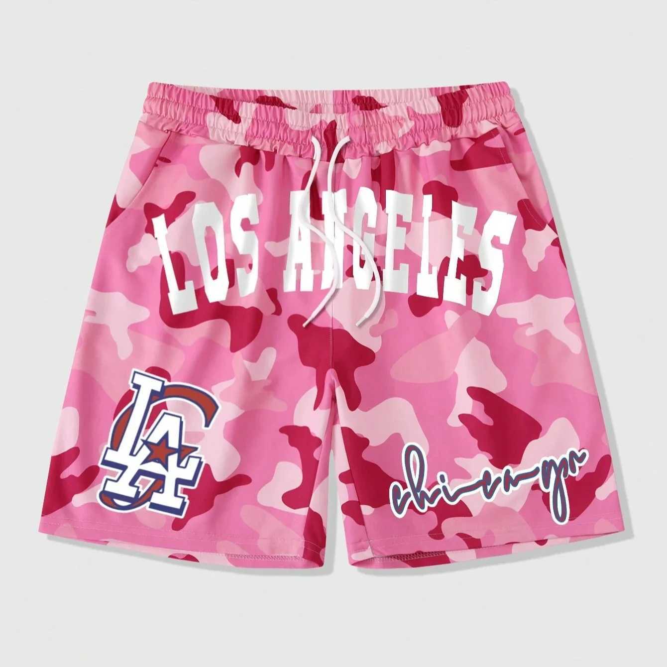 New Summer Mens Los Angeles LA Shorts Breathable Absorb Sweat Quick-drying Gyms Loose Beach Shorts Outdoor Sports FashionShorts Z250513