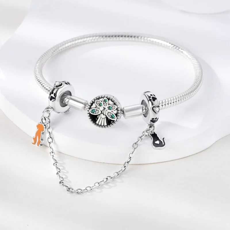 925 Sterling Silver Wheat Ear Pink Wings Star Safety Chain Charms Fit Original Bracelet Charm Necklace Female JewelryXJ250517