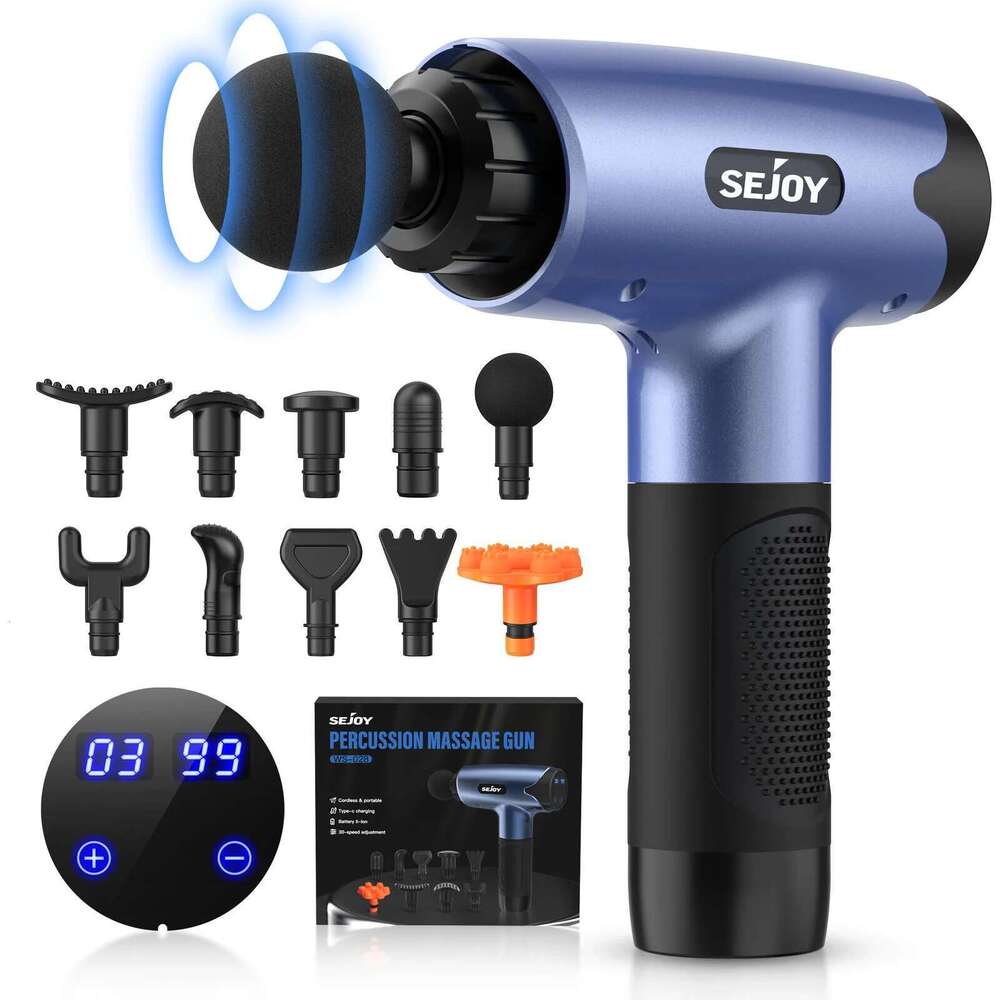 SEJOY Massage Gun 30 Speed Deep Tissue For Athletes Percussion Massager 10 Heads