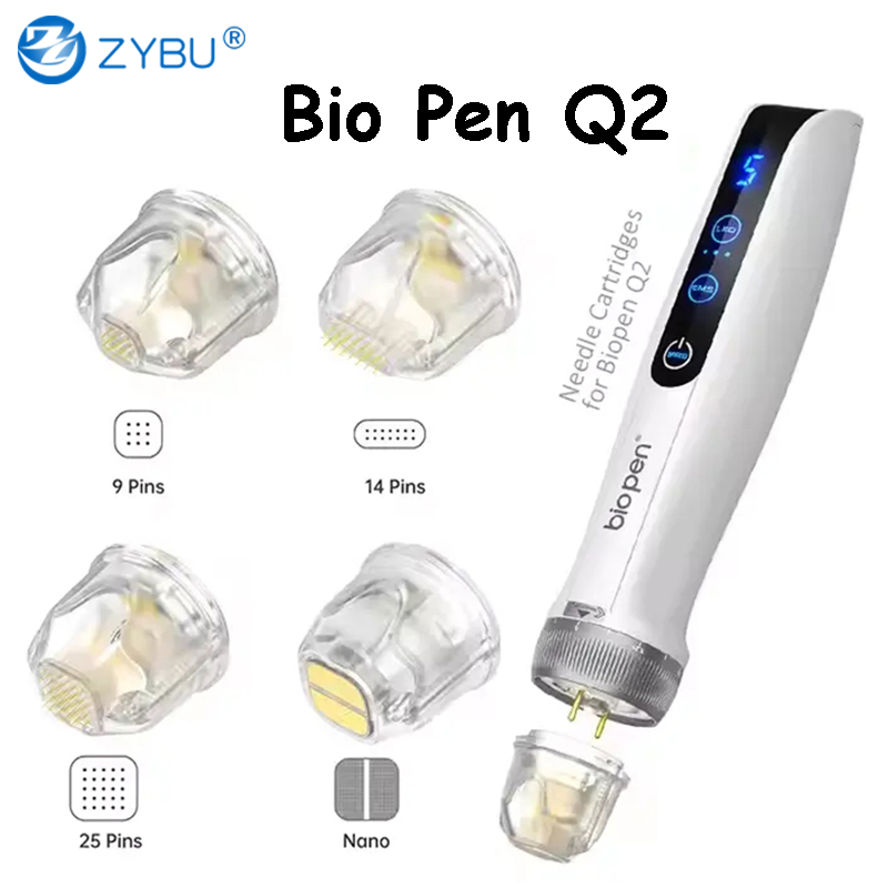 Bio Pen Q2 Derma Pen EMS Electroporation Red Blue Light Therapy Microneedle Machine Collagen Regeneration Hair Growth Skin Care Dermapen LED MTS Stamp