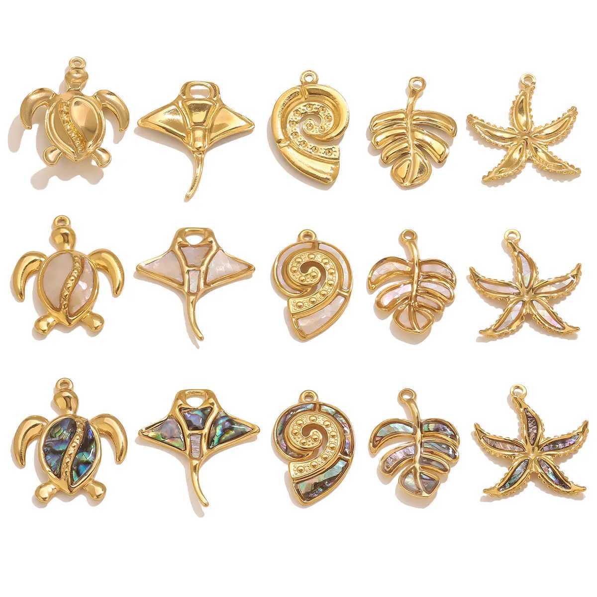 2pcs Stainl Steel Color Shell Turtle Manta Stew Pendant Accories Charm DIY Necklace Bracelet Jewelry Manufacturing SupplieXJ250517