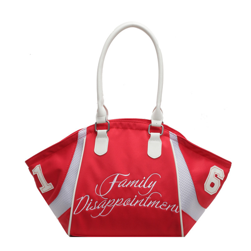 Fashion Bowling Handbag for Women, New Large Capacity Embroidered Letter Single Shoulder Crossbody Sports Travel Underarm Bag