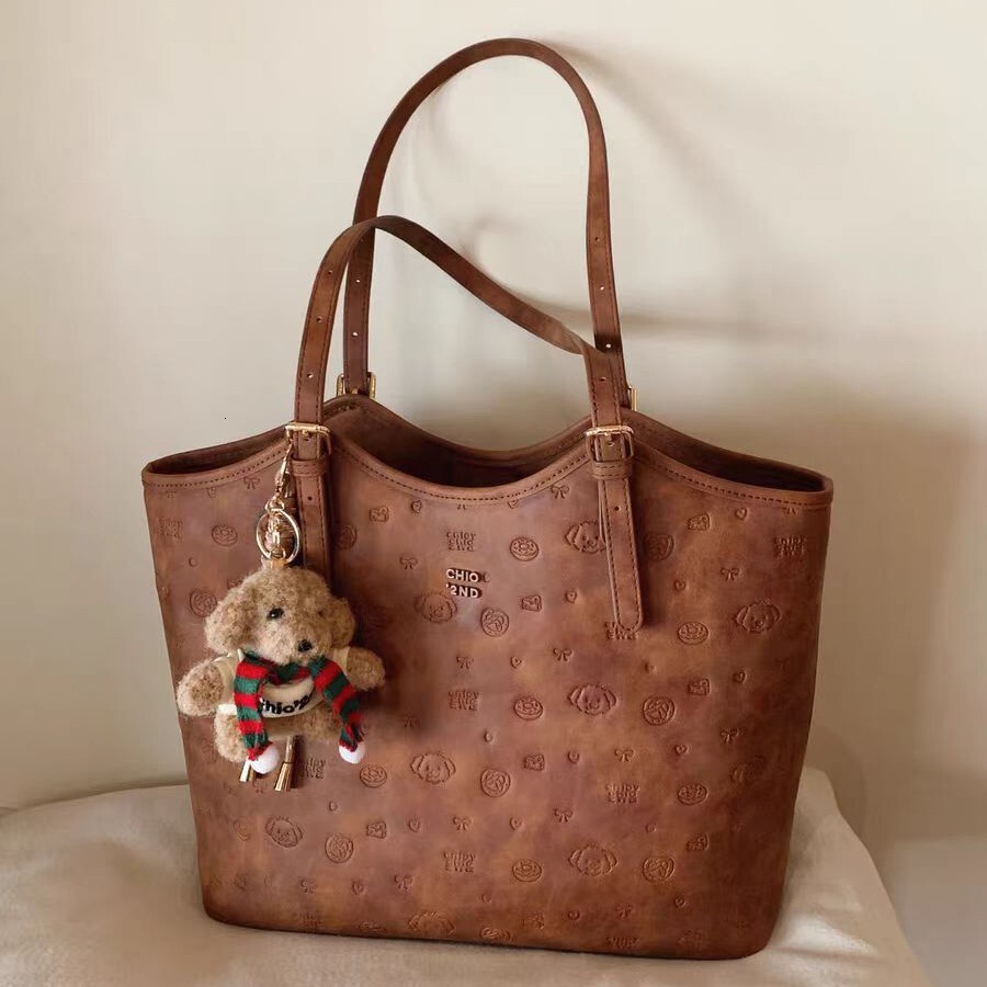 Bread Dog Happy Party Tote Women's Large Capacity Brown Handheld Shoulder Bag 2025 New Edition