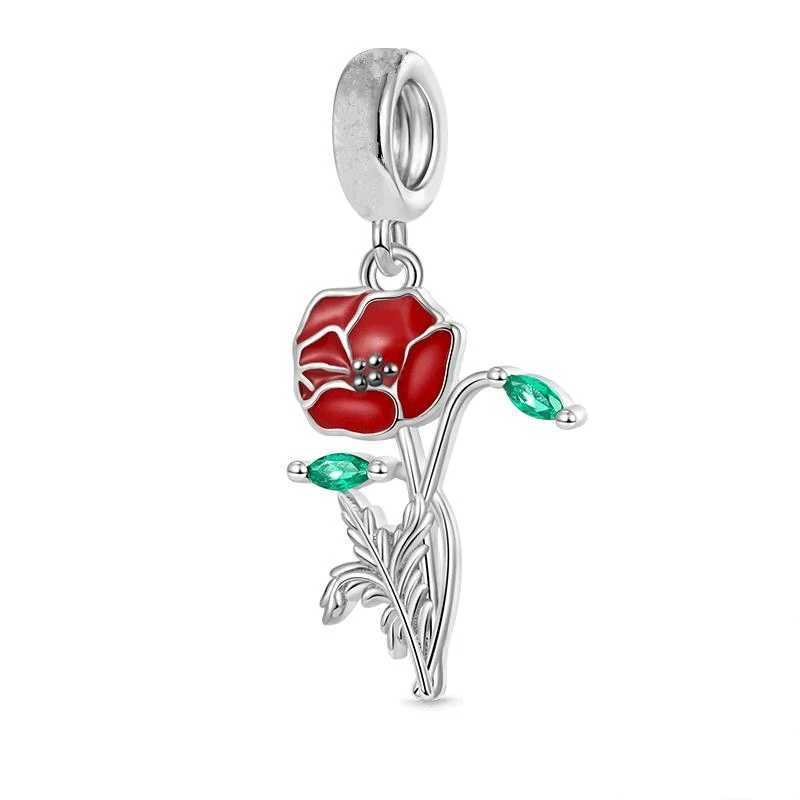 Pink Rose Enamel Flowers Mle Peony Tulip Beads Fit Original 925 Sterling Silver Pan Bracelet Women DIY Charm Jewelry GiftXJ250517