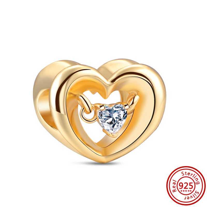 Fine Sparkling Plated Gold Series Dangle Charm Bead 925 Sterling Silver Fit Original Pantaro Bracelet DIY Jewelry Gift For WomenXJ250517