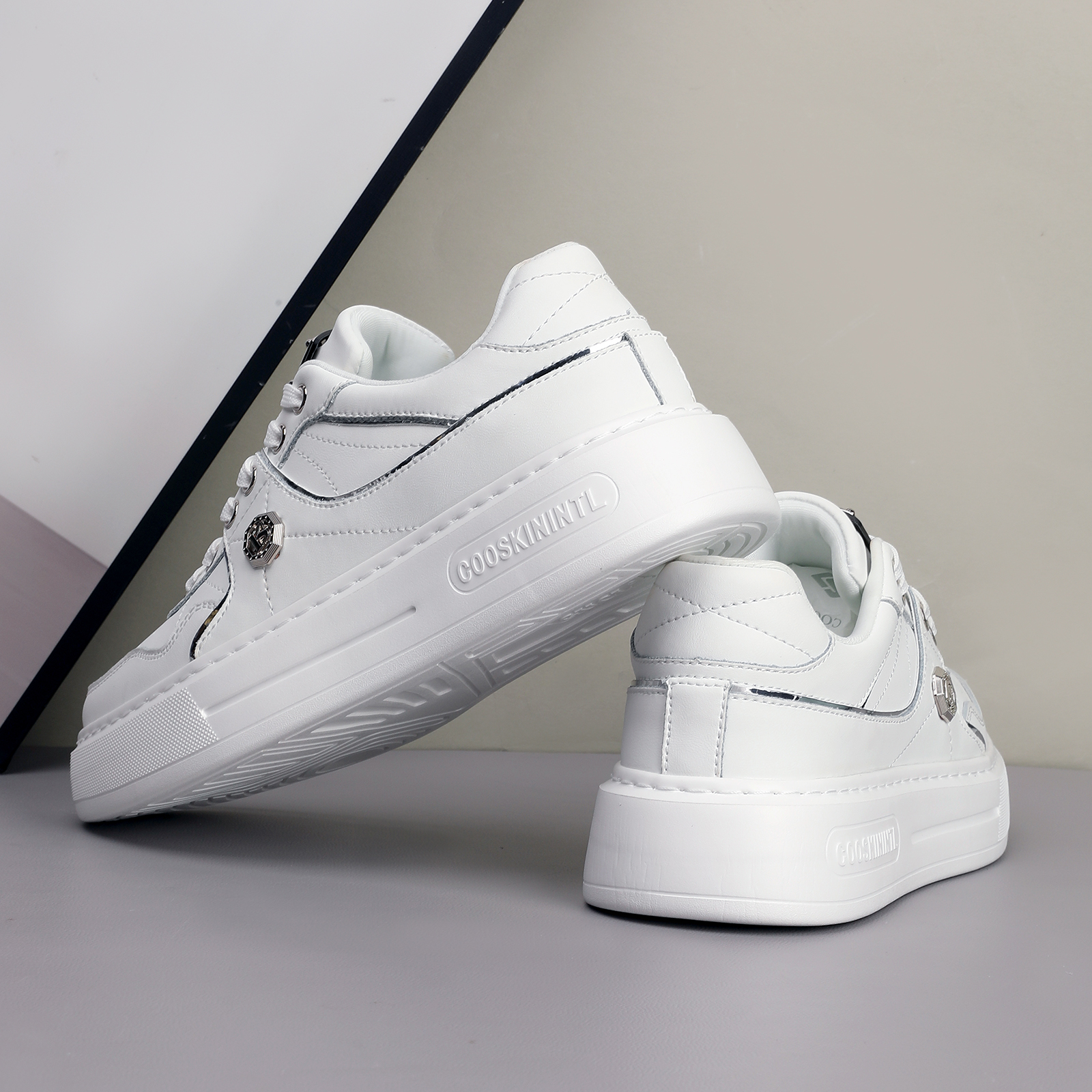 coolqi white goldfoiled designer sneakers highend material running shoes for men women lightweight breathable trendy design designer shoes