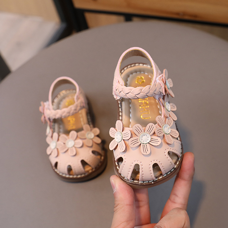 Girl Princess Dress Sandals Summer Children Sandals Fashion Cutefeet Toddler Flower Kids Flat Sandals Shoes Soft Sizes US1C-US9C C0715