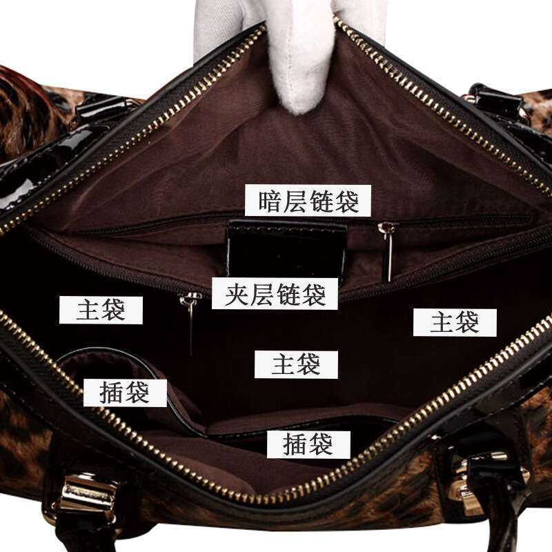 Tote Bag Qiandian Genuine Leather Leopard Print New Boston Cowhide Handbag Large Capacity Women S Shoulder Bag KQ