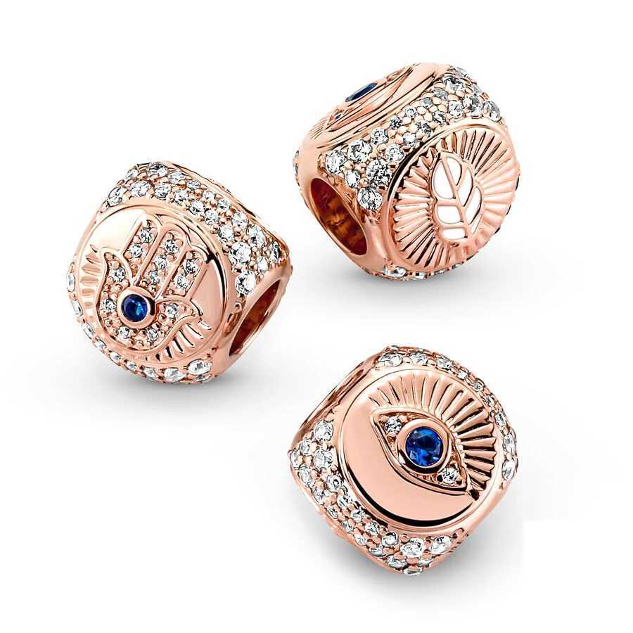 Hot Sale Sparkling Rose Gold Plated Series Charms Bead Fit Original 925 Sterling Silver Bracelet DIY Women Fine Jewelry GiftXJ250517