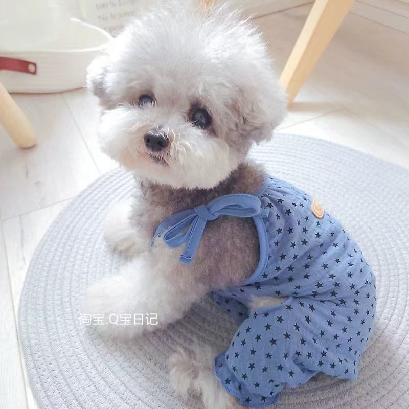 T00224 Pet Bichon Schnauzer Teddy Dog Clothes Autumn and Winter Thin Denim Clothes Four-legged Clothes Cute and Handsome