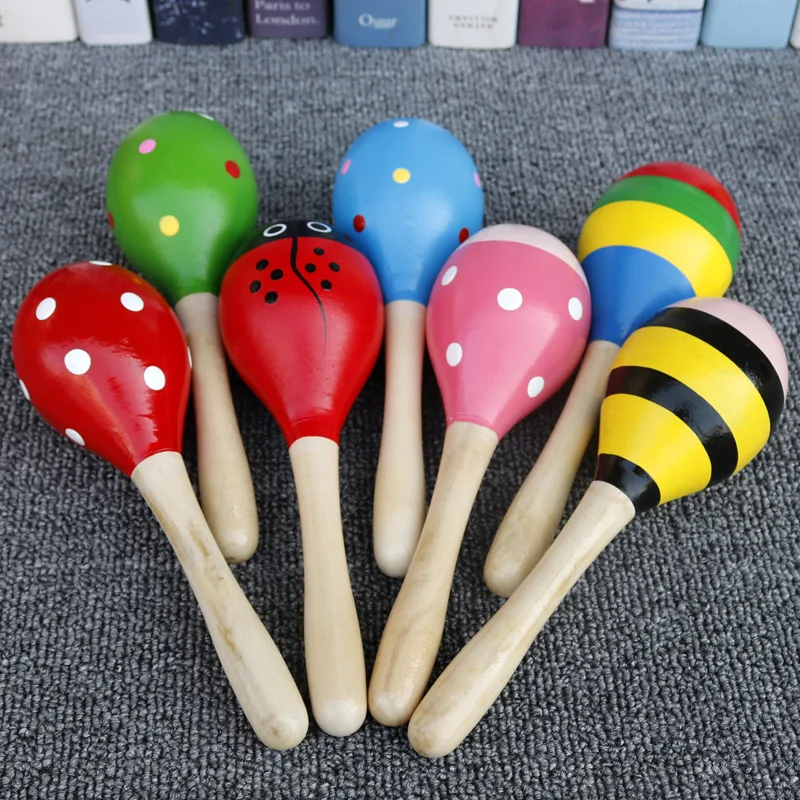 Wooden Maracas Big 19.5CM Kids Baby Rattles Egg Shaker Sand Hammer Toys Noisemakers For Party Favors Carnivals Festival Birthday Gifts