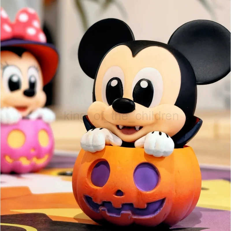 Disney Genuine Mickey Mouse And Friend Pumpkin Version Halloween Limited Cosbi Blind Box Mini Figure Guess Christma Desktop Gift Toys W250517