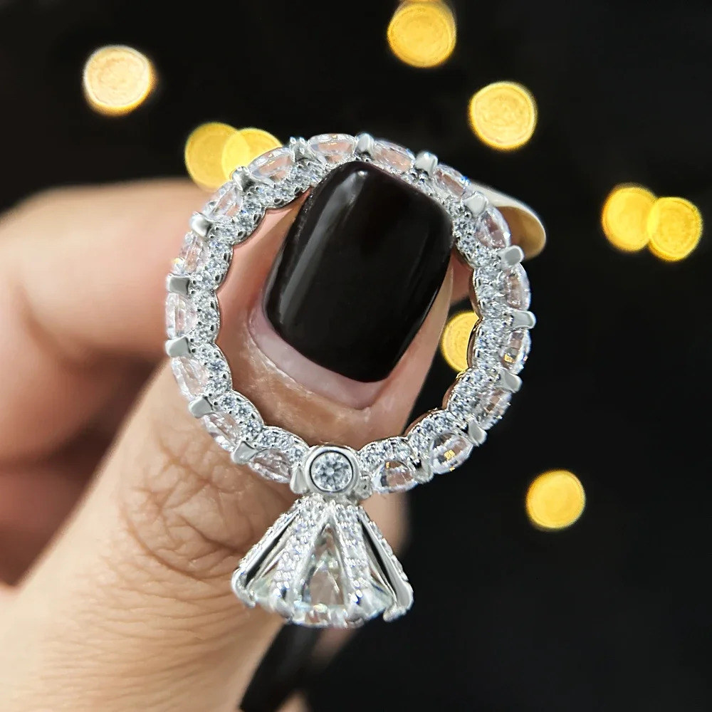 4Carat Engagement Rings With Certificate S925 Silver Hidden Halo Diamond Wedding Ring Band For Women Jewelry 250509