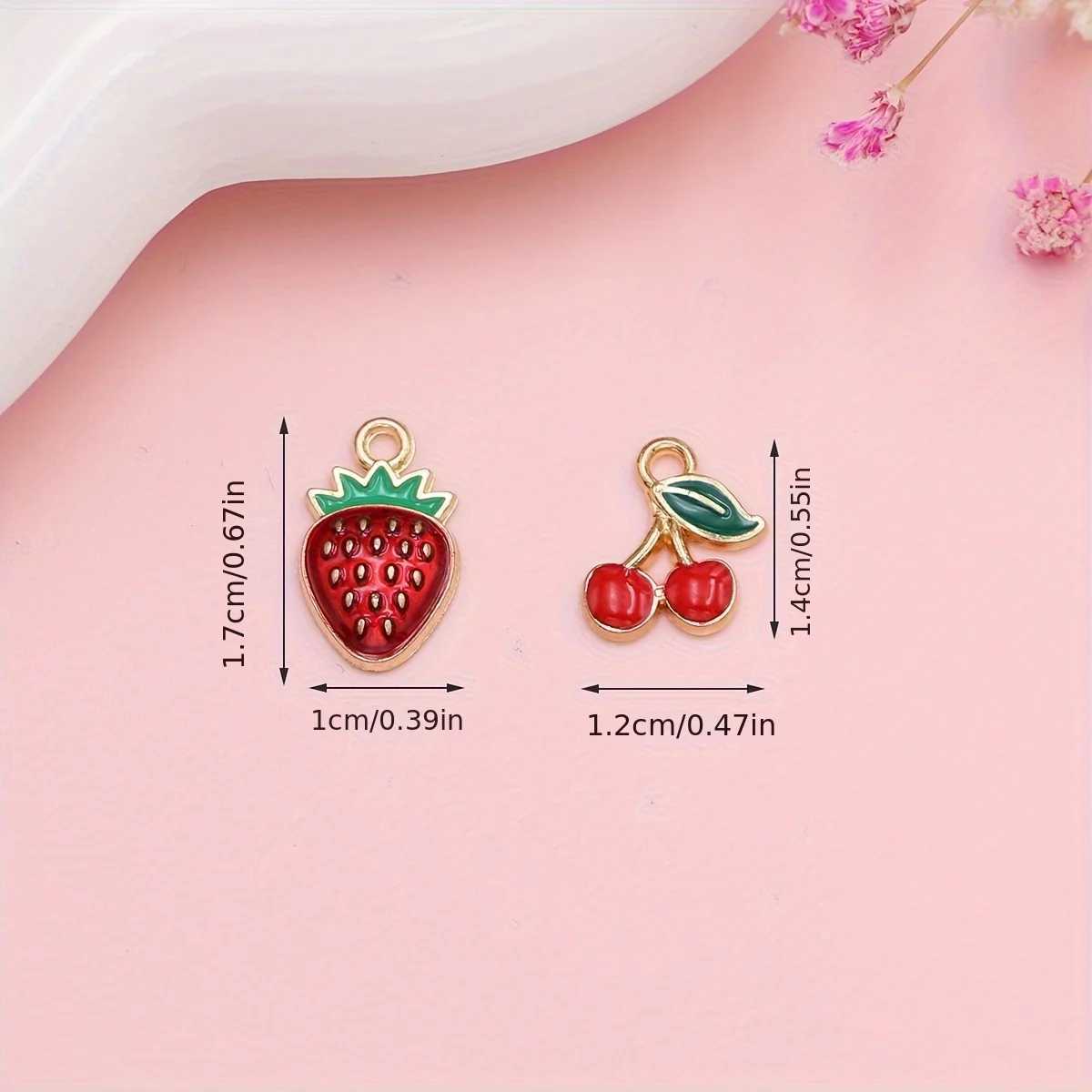 20pcs Gold Plated Red Cherry Charms Sterry Pendants for Jewelry Making DIY Necklace Bracelets Earrings Key Chain AccoriesXJ250517