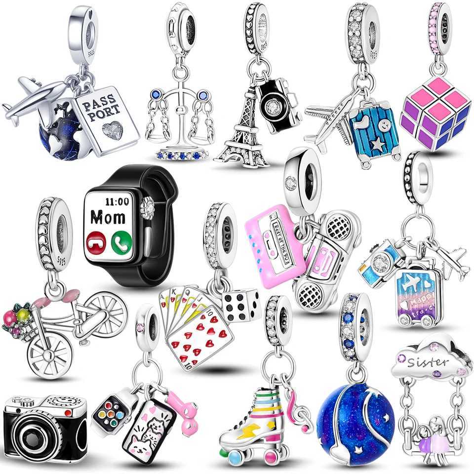 100% 925 Silver Funny Playable Charms Beads Smart Tarot Bike Travel Dangle Fit Original Bangle Bracelet DIY JewelryXJ250517
