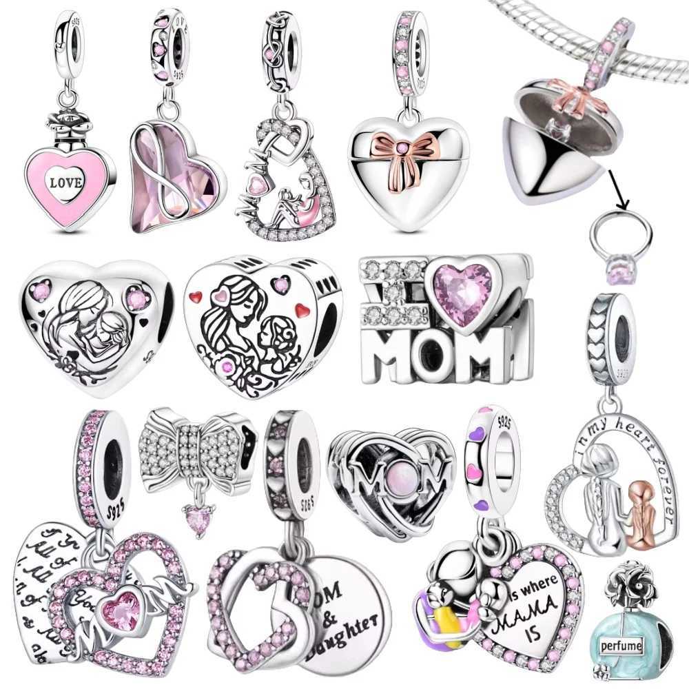 S925 Splittable Mother Daughter Dangle Charm Beads Fit Original Bracelet for Women Diy Bead for Jewelry Making Mothers Day GiftXJ250517