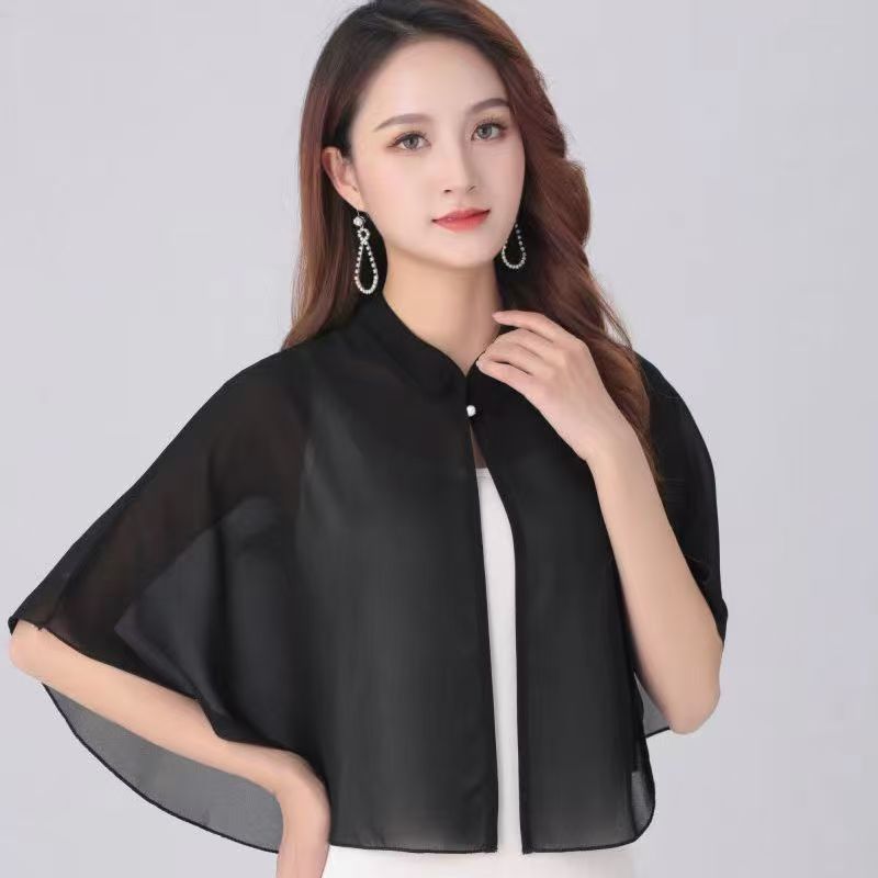 K750 Sun protection clothing women's thin jacket summer new chiffon cheongsam shawl top women's skirt outer wear small waistcoat loose
