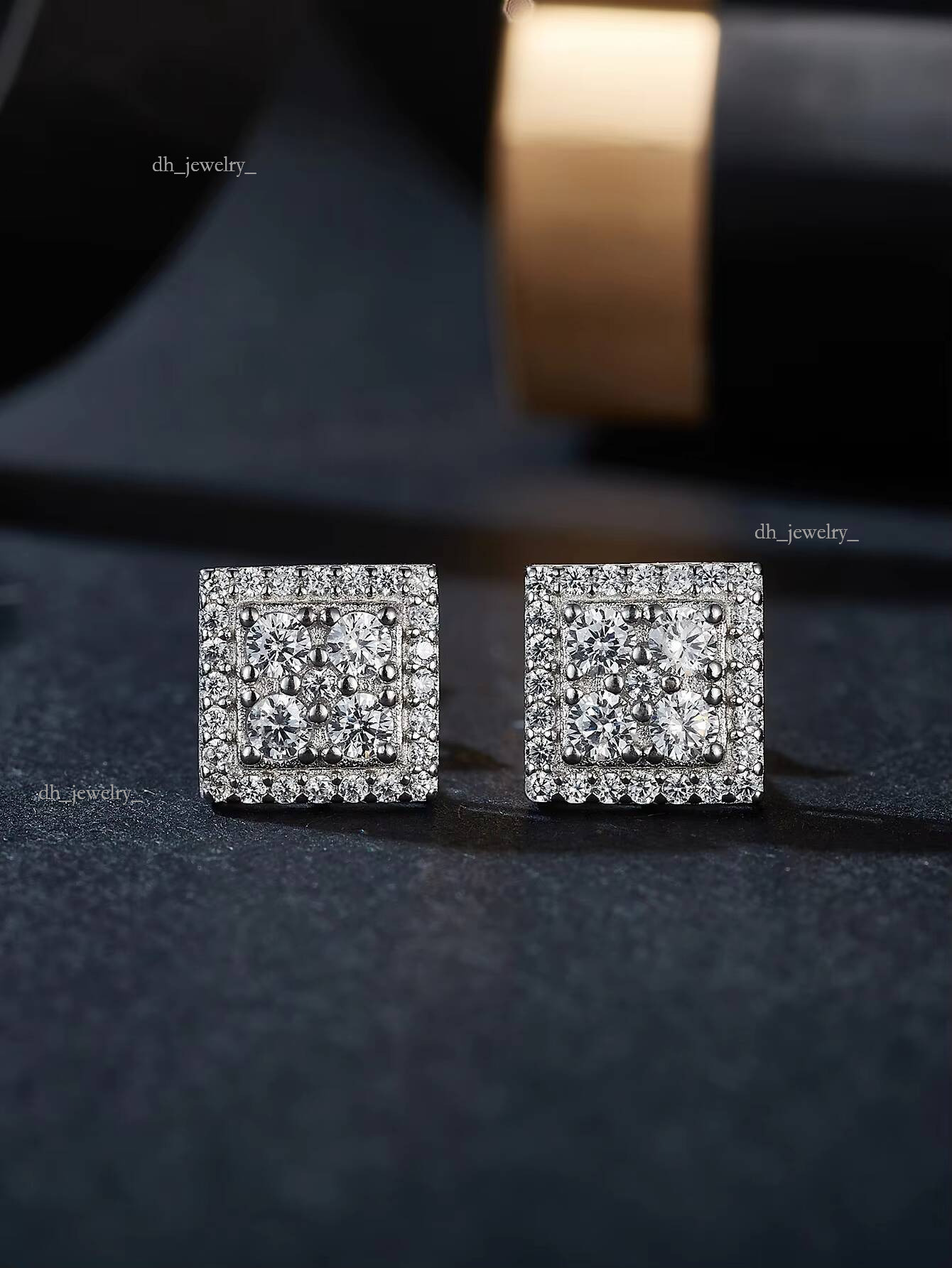 VVS GRA Certificate Moissanite Dias Sier White Gold Plated Stud Earrings Iced Out Screw Back