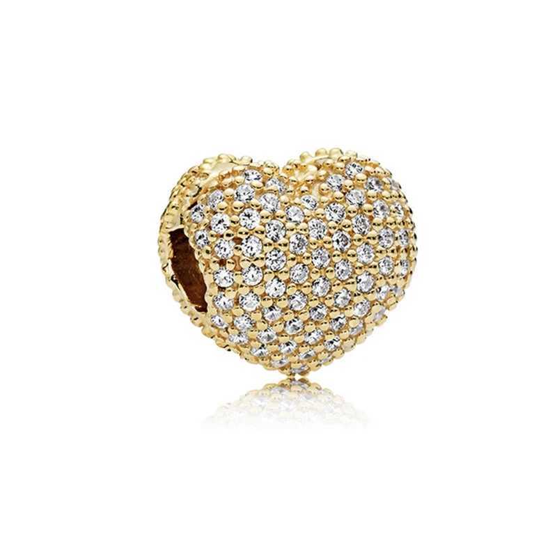 Gold Rose Gold Series Security Chain Heart Pendant Heart-Shed Charm Bead Fit Original European 925 Silver Bracelet DIY JewelryXJ250517