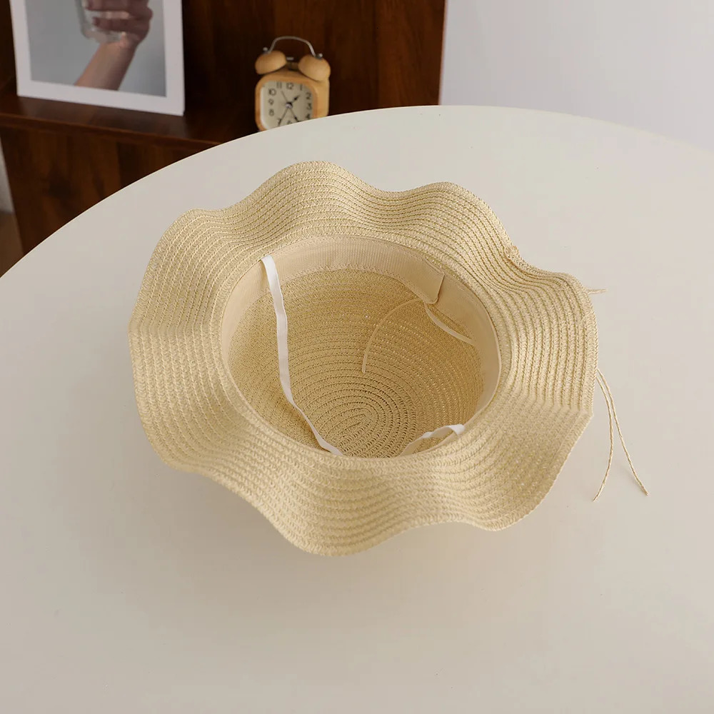 Summer Freshness Pearl Straw Hat Set For Princess Girls Outdoor Traval Holiday Beach Sunscreen Sun Hats And Bag Panama 250517