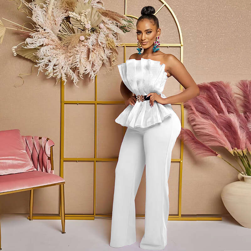Wide Leg Jumpsuit Women S Fashion Solid Color Jumpsuit Sexy Off Shoulder Casual Set