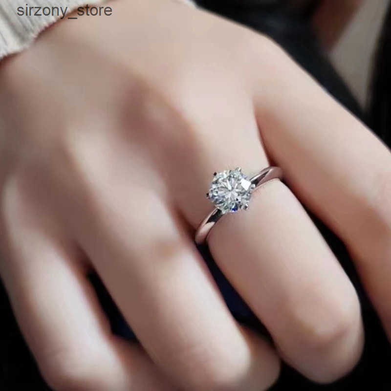 5 Carat Moissanite Round Classic Six Prong S925 Sterling Silver Ring Woman Engagement Wedding Ring z250517K578