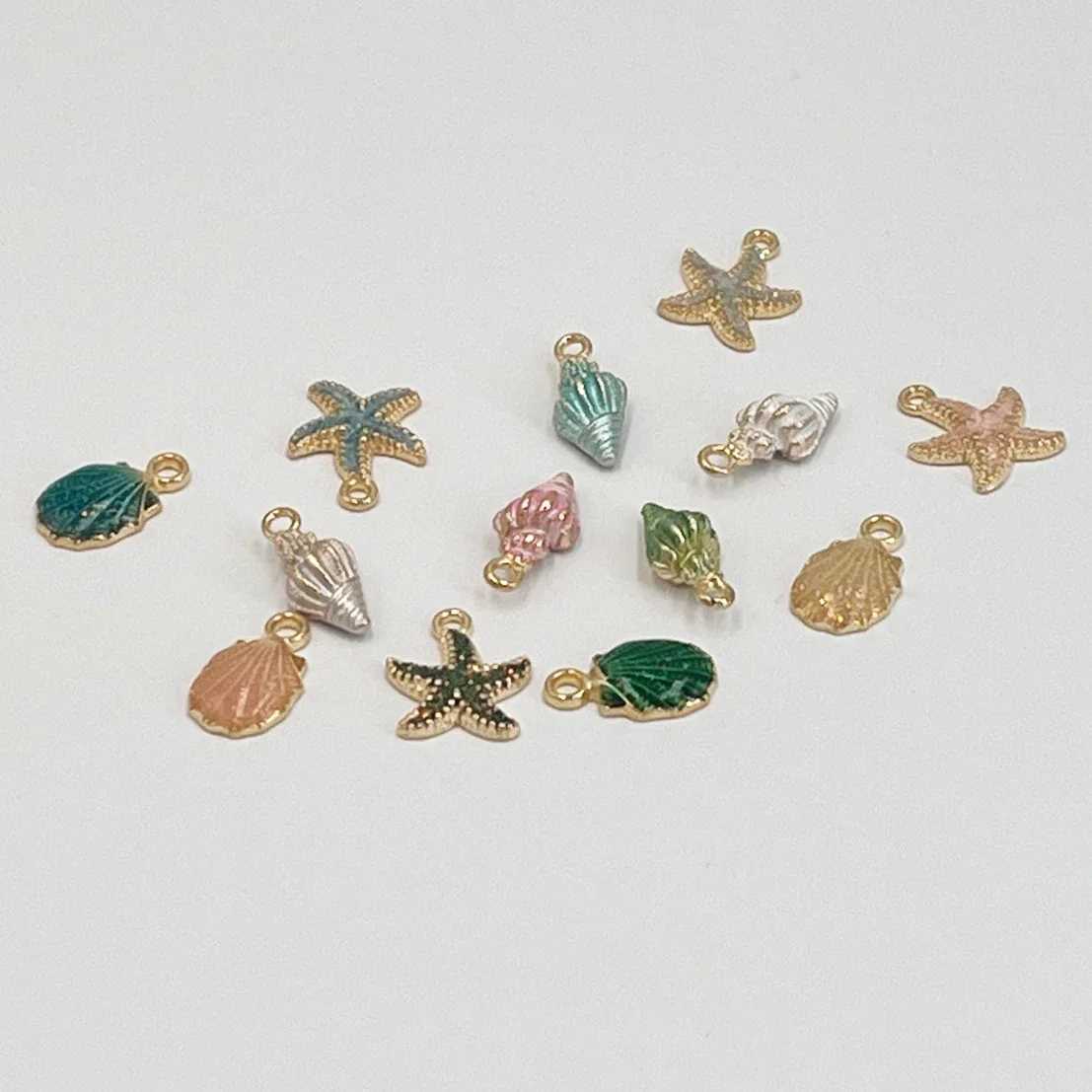 13Pcs/set Summer Beach Starfish Shell Charms Colorful Copper Pendants Jewelry DIY For Bracelet Necklace Earring Jewelry MakingXJ250517