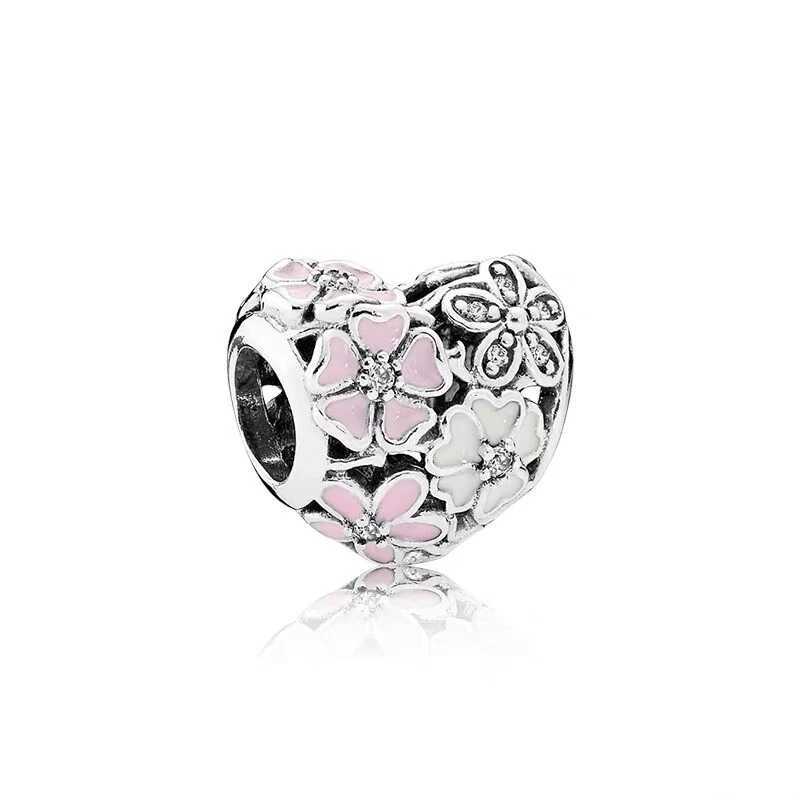 Hot Sale Openwork Pink Daisy Flower Butterfly Fairy Charm Bead Fit Original European 925 Sterling Silver Bracelet Jewelry GiftXJ250517