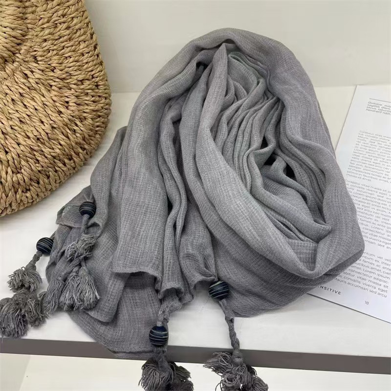 T736 Japanese retro new linen cotton and linen thin scarf fashionable women's outer travel shawl versatile western style silk scarf