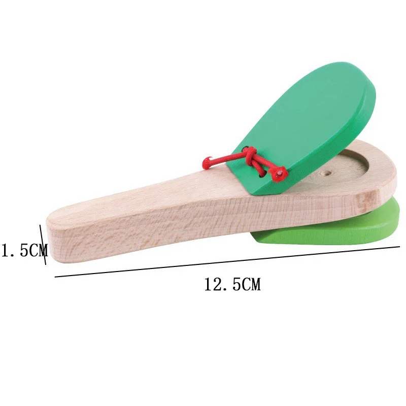 Wooden Castanet Percussion Rhythm Clap Handle Music Instruments for Kids Preschool Early Educational Toys Kinder Spielzeuge