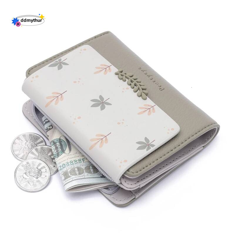 Maple Leaf Print Women Small Wallet Zipper Coin Purse Ladies Short Wallets Female Mini Square Money Bag PU Leather Card Holders ddmythur Y260206