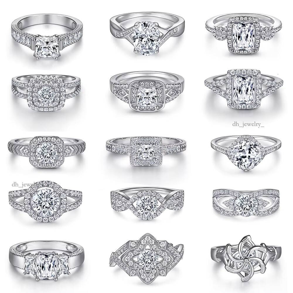 Ladies Jewellery Classic Rings With Love Heart Fashion Crystal Wedding & Party Wide Ring for Women Sier Jewelry
