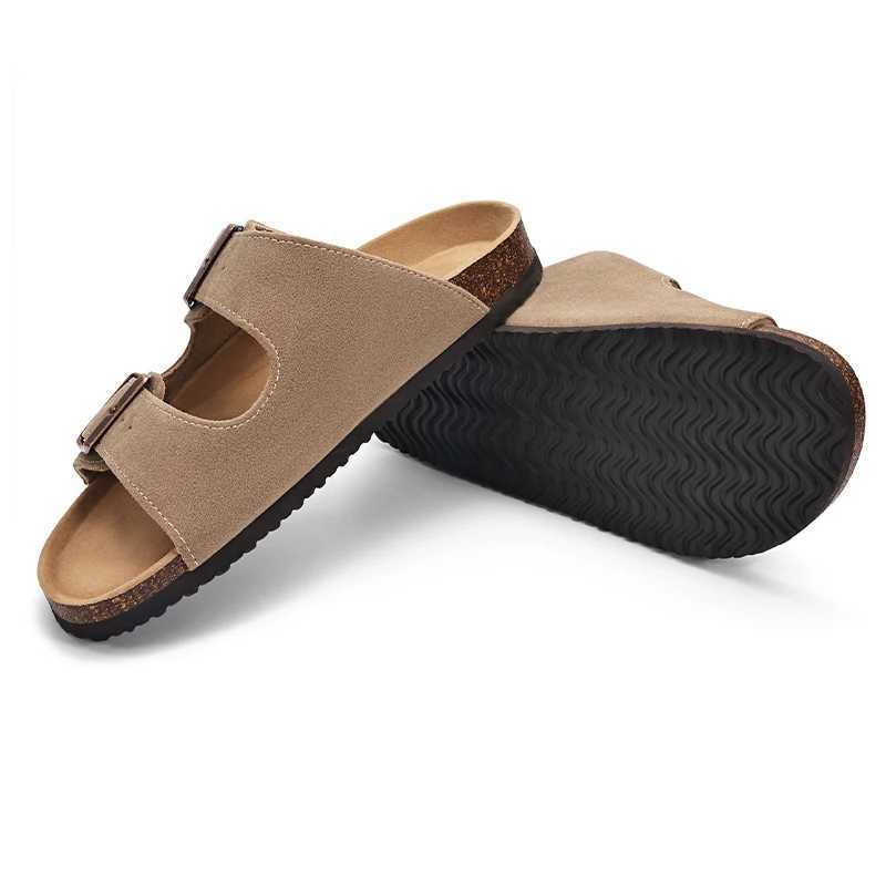 Kidmi Wens Mens Sandals Cushi Footbed Outdoor Adjustable Buckle Cork Footbed Slides for Sandals with Cfor Arch Support Y250516