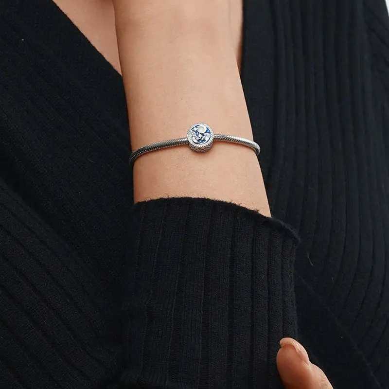 2024 Hot Sale 925 Sterling Silver Blue Series Turtle Owl Clouds Charm Bead Fit Original Pendant Bracelet DIY Jewelry GiftXJ250517