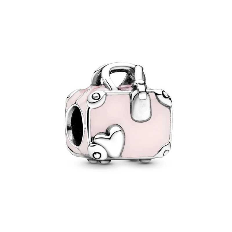 Hot Fit Original Silver 925 Pan Bracelet Pendant Aircraft Camera Trunk Globe Travel Round The World Beads DIY Charm Jewelry GiftXJ250517