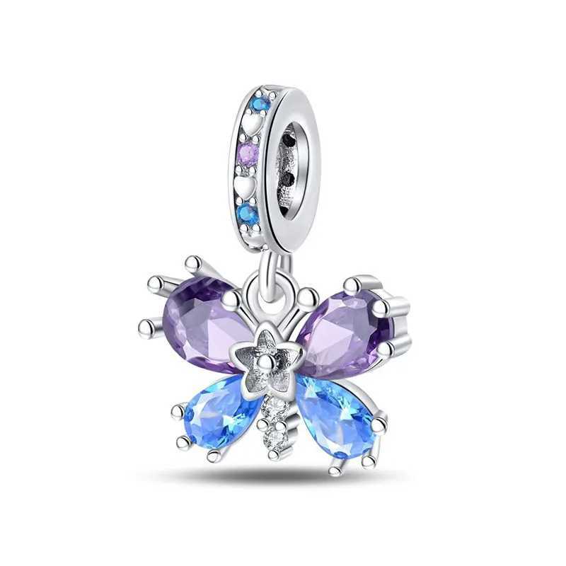 2025 New 925 Silver Bead Charm Spring Series Sparkling Butterfly Dangle Charm Diy Fit Original Pand Bracelet Women Jewelry GiftXJ250517