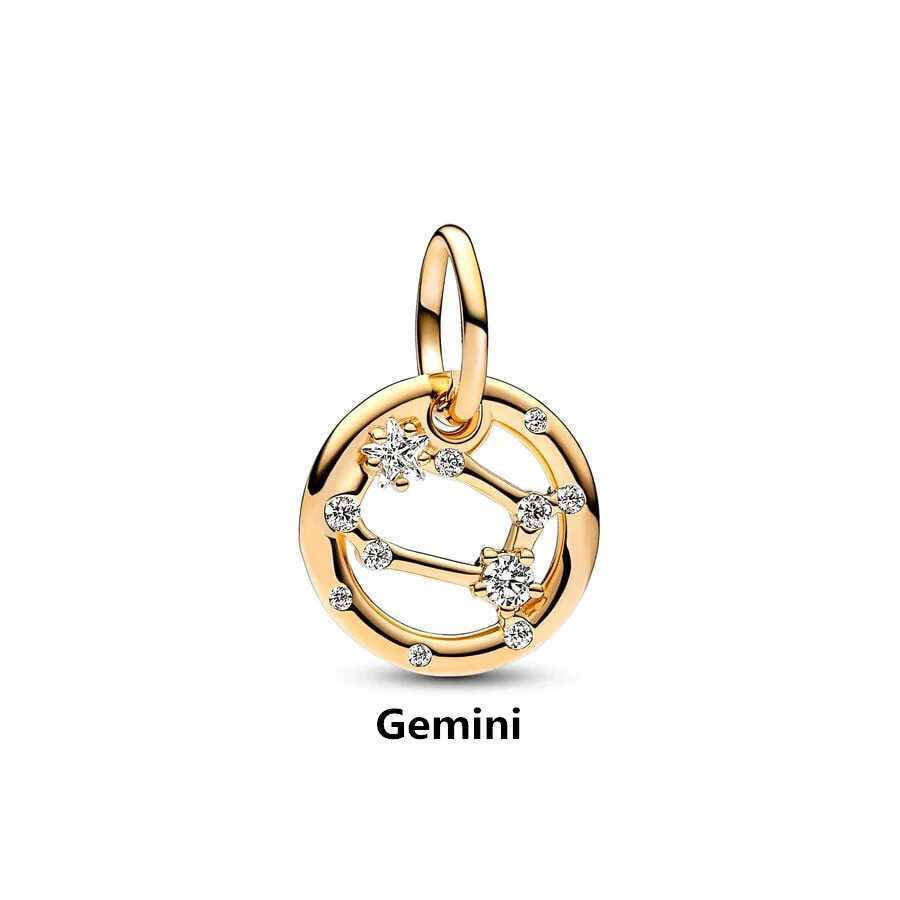 2025 NEW Gold Plated 12 Constellation Pendant Dangle Charm Beads Fit Original 925 Sterling Silver Europeans Bracelet DIY JewelryXJ250517