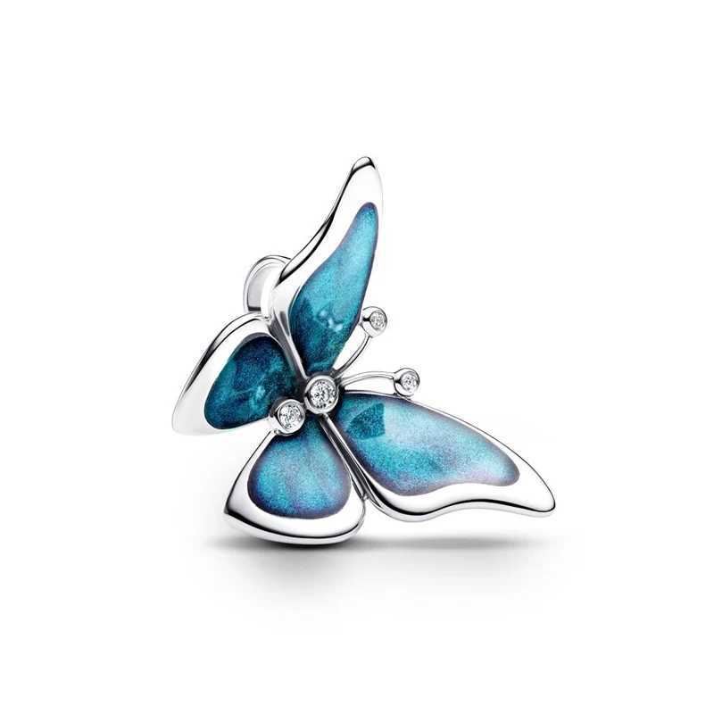Hot Sale Beautiful 925 Silver Blue Animals Dragonfly Butterfly Dangle Charm Fits Original Bracelet DIY Party Gift Jewelry MakingXJ250517