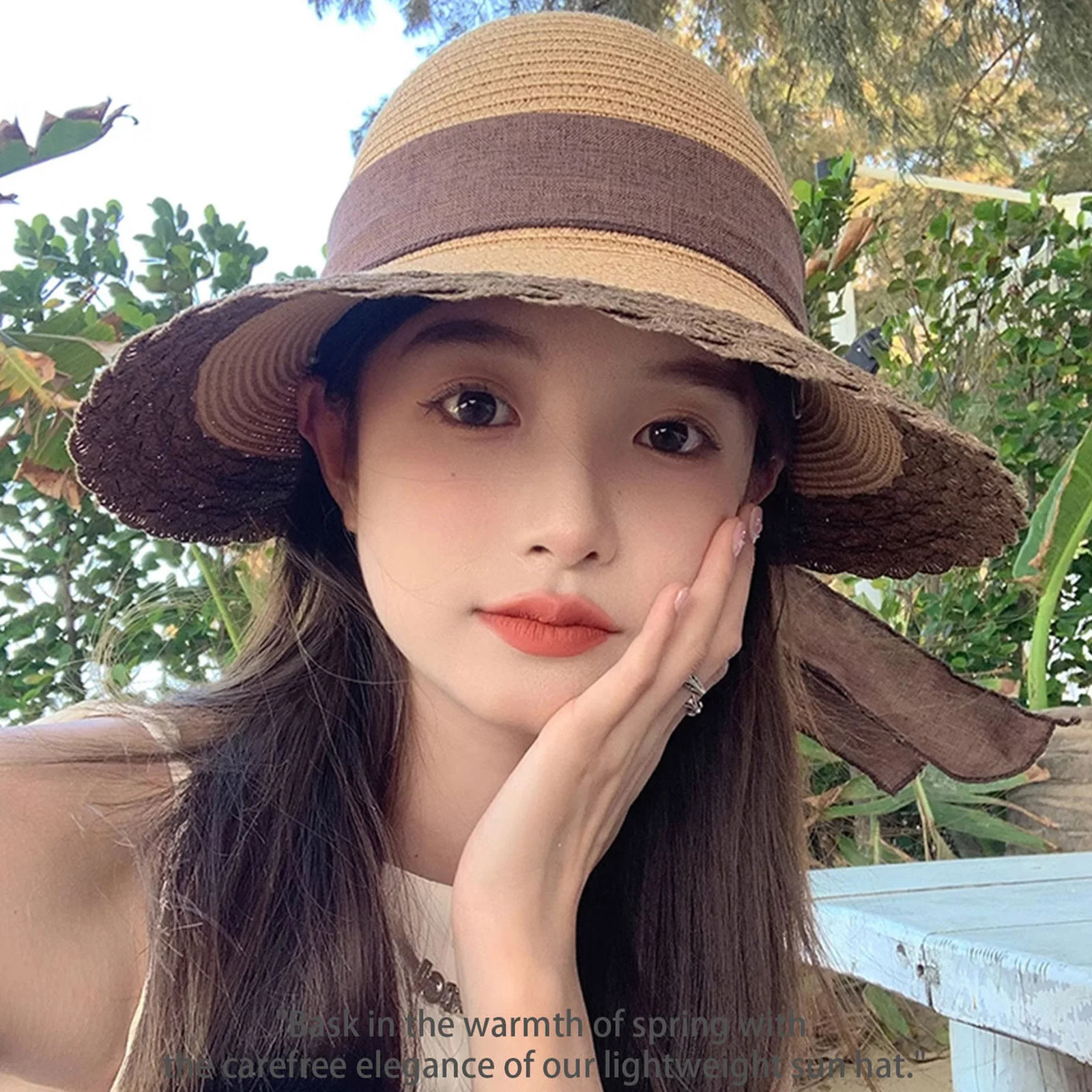 Women Wide Brim Straw Hat Lace Edge n Beach Caps with Bowknot for Outdoor Sports Hiking Travel 250516