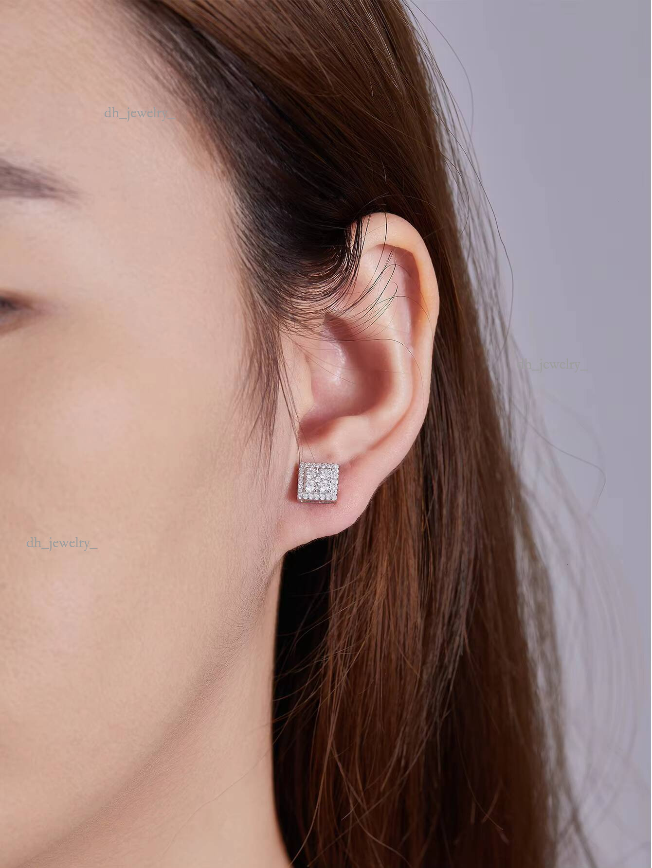 VVS GRA Certificate Moissanite Dias Sier White Gold Plated Stud Earrings Iced Out Screw Back