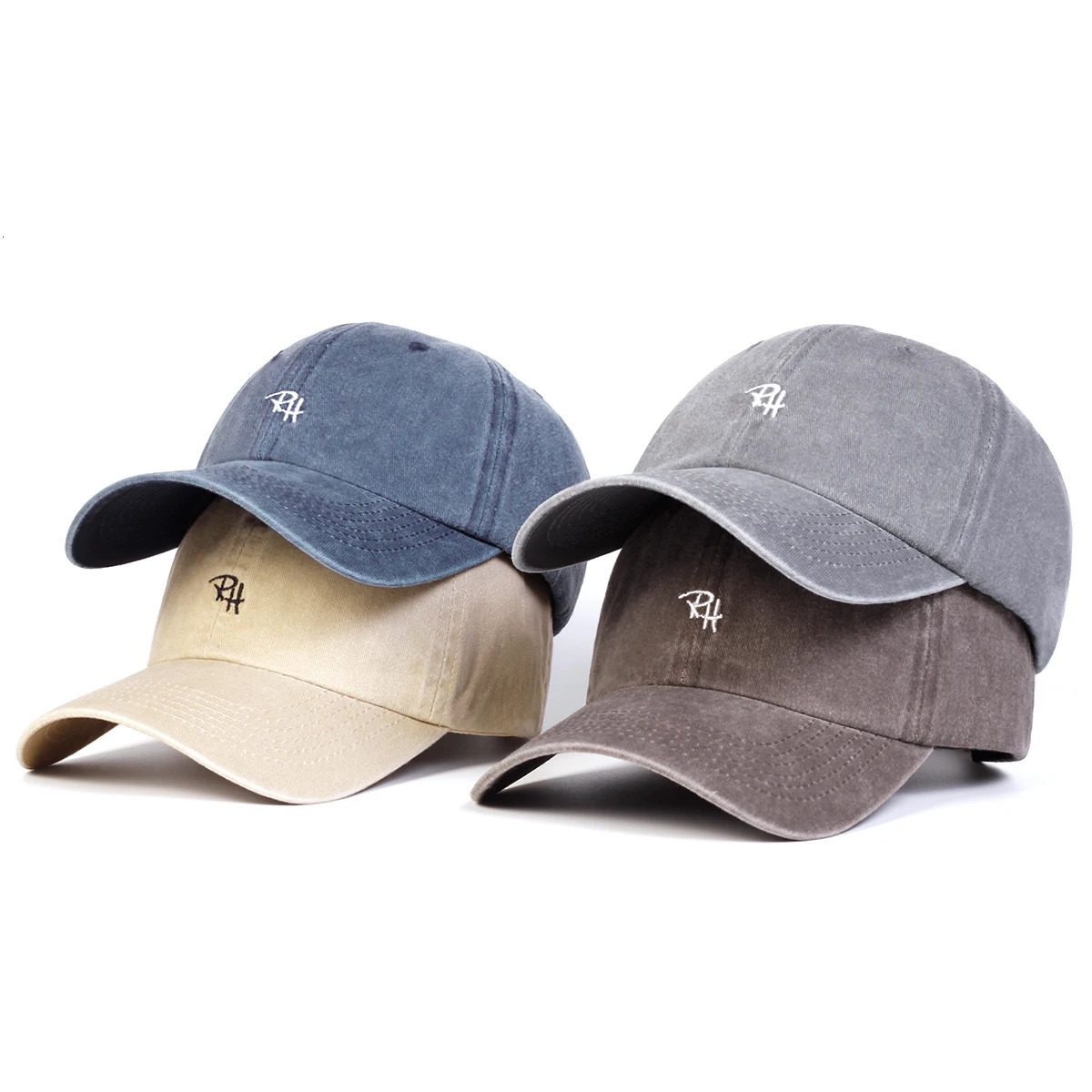 Unisex RH Letter Embroidery Wash Baseball Caps Spring and Autumn Outdoor Adjustable Casual Hats Sunscreen Hat 250517